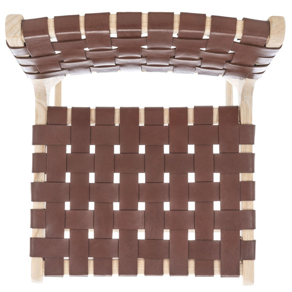 Safavieh Adah Leather Counter Stool - Coastal Charm With Open Wood Frame And Woven Leather For Timeless Style Cognac / Natural Unfinished BST1015A