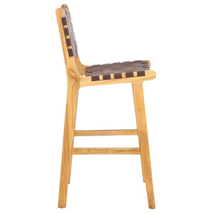 Safavieh Adah Leather Counter Stool - Coastal Charm With Open Wood Frame And Woven Leather For Timeless Style Cognac / Natural BST1015D