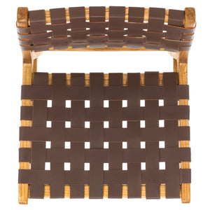Safavieh Adah Leather Counter Stool - Coastal Charm With Open Wood Frame And Woven Leather For Timeless Style Cognac / Natural BST1015D