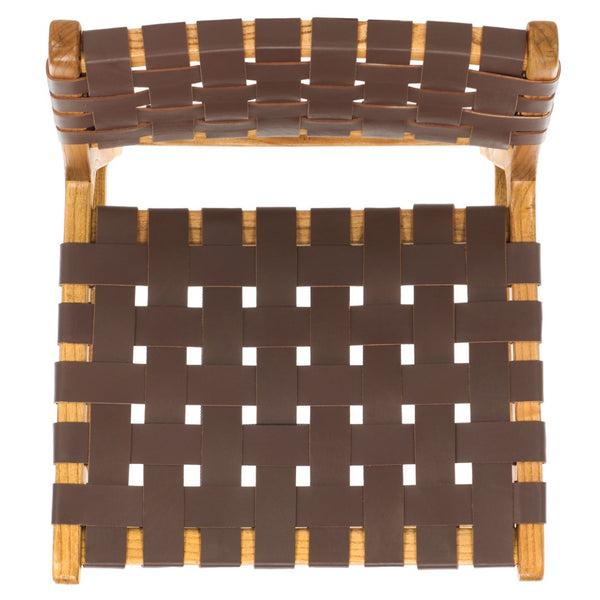 Safavieh Adah Leather Counter Stool - Coastal Charm With Open Wood Frame And Woven Leather For Timeless Style Cognac / Natural BST1015D