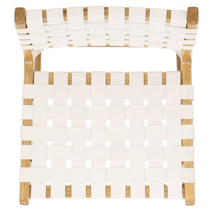 Safavieh Adah Leather Counter Stool - Coastal Charm With Open Wood Frame And Woven Leather For Timeless Style White / Natural BST1015E