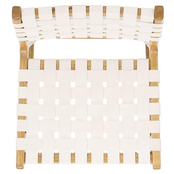 Safavieh Adah Leather Counter Stool - Coastal Charm With Open Wood Frame And Woven Leather For Timeless Style White / Natural BST1015E