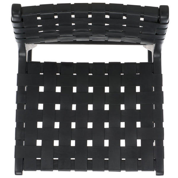 Safavieh Adah Leather Counter Stool - Coastal Charm With Open Wood Frame And Woven Leather For Timeless Style Black BST1015G