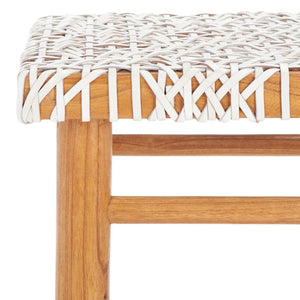 Safavieh Kaleo Woven Leather Counter Stool - Mid-Century Scandinavian Design For Stylish Dining Spaces White/Natural BST1016A