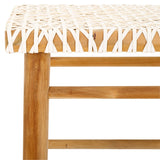 Safavieh Kaleo Woven Leather Counter Stool Natural / White Teak BST1016B