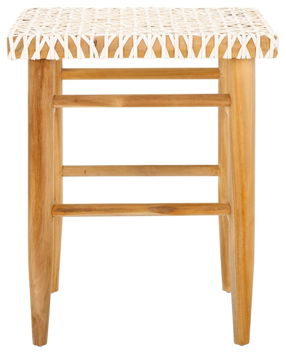 Safavieh Kaleo Woven Leather Counter Stool - Mid-Century Scandinavian Design For Stylish Dining Spaces Natural / White BST1016B