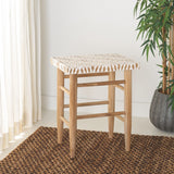 Safavieh Kaleo Woven Leather Counter Stool Natural / White Teak BST1016B