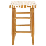 Safavieh Kaleo Woven Leather Counter Stool Natural / White Teak BST1016B