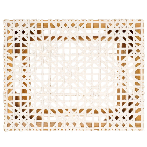 Safavieh Kaleo Woven Leather Counter Stool Natural / White Teak BST1016B