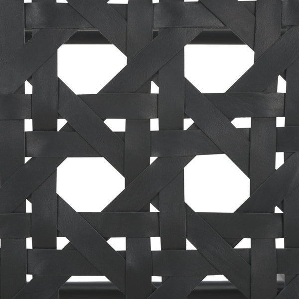 Safavieh Walda Black Leather Woven Counter Stool - Modern Artisanal Design For Dining & Bar Spaces, 25" Height BST1017A