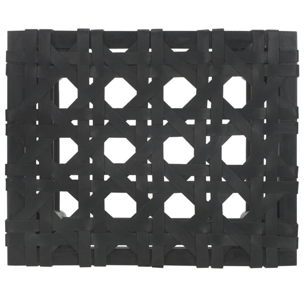 Safavieh Walda Black Leather Woven Counter Stool - Modern Artisanal Design For Dining & Bar Spaces, 25" Height BST1017A