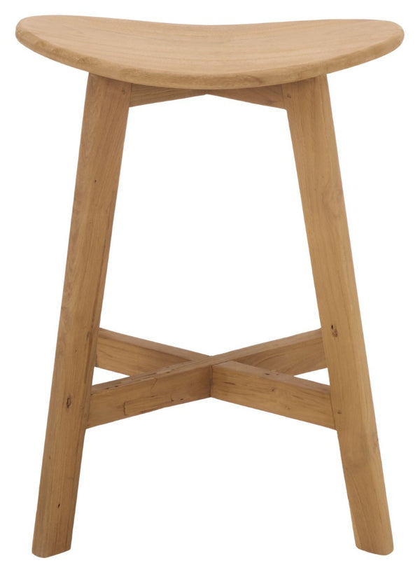 Safavieh Rancho Natural Teak Counter Stool Sustainably Crafted for Kitchen Island or Bar BST1018A