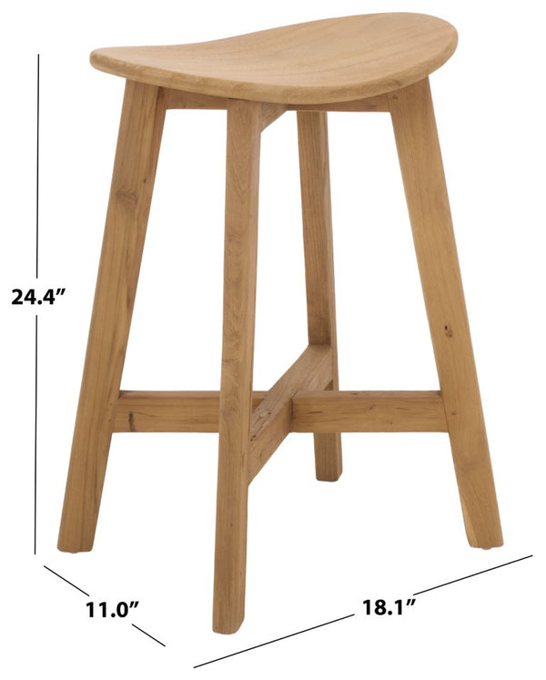 Safavieh Rancho Natural Teak Counter Stool Sustainably Crafted for Kitchen Island or Bar BST1018A