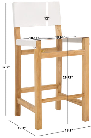 Safavieh Romee Counter Stool White / Natural 18.1" x 19.3" x 37.2"