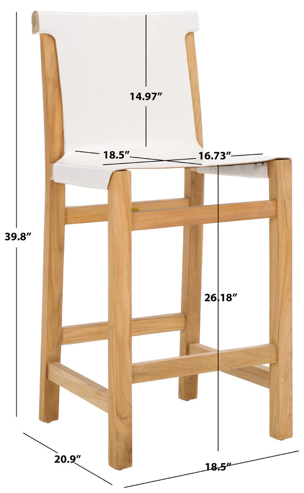 Safavieh Arian  Counter Stool White / Natural 18.5" x 20.9" x 39.8"
