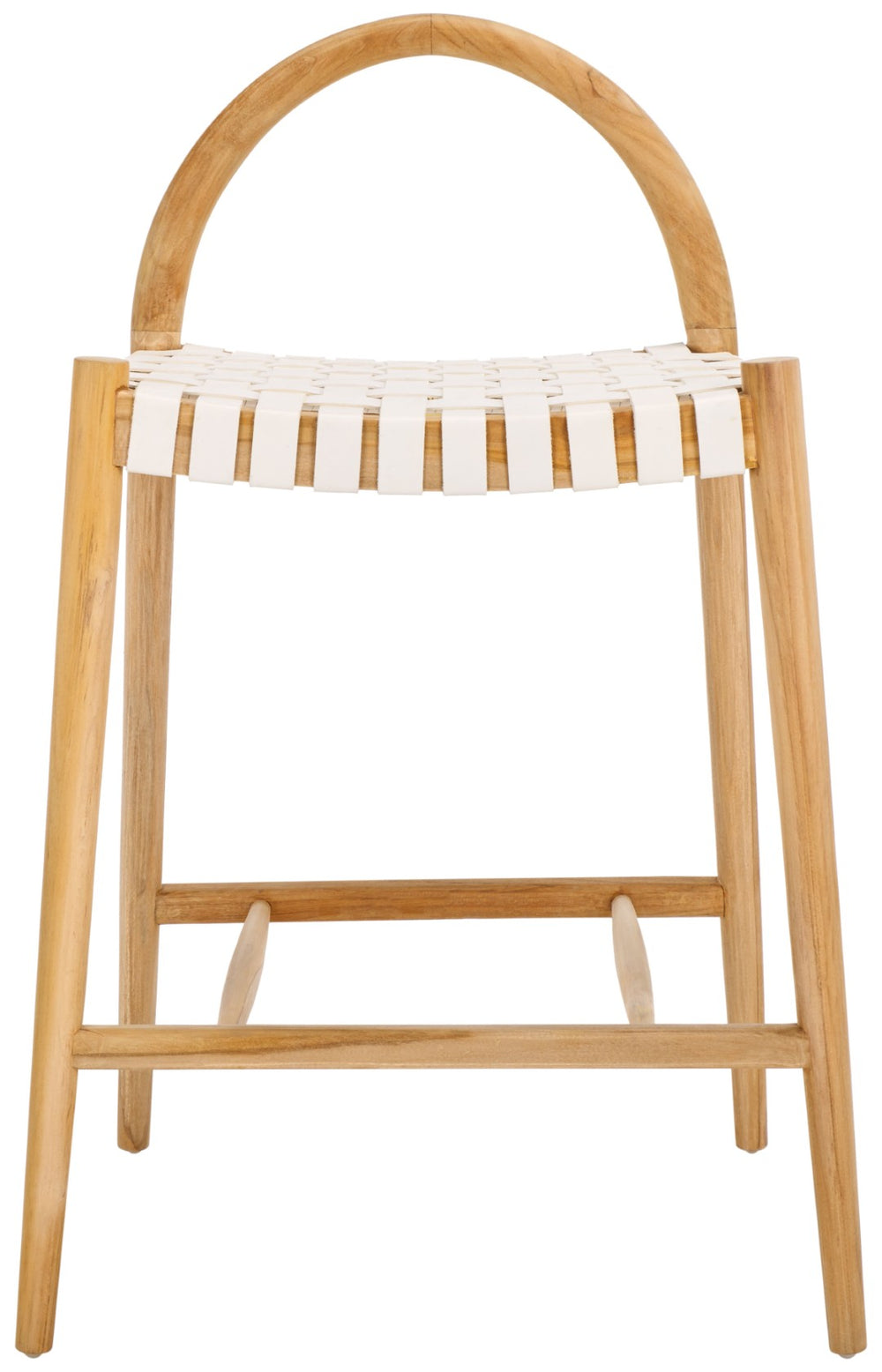 Safavieh Rhyan Counter Stool - Modern Woven Leather Seat & Teak Wood Frame For Stylish High Dining Comfort BST1203A