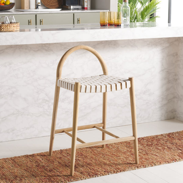 Safavieh Rhyan Counter Stool White / Natural 20.5" x 20.1" x 35.4"