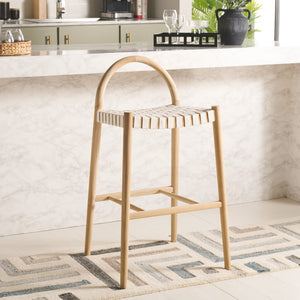Safavieh Rhyan Bar Stool White / Natural 20.5" x 20.1" x 39.4"