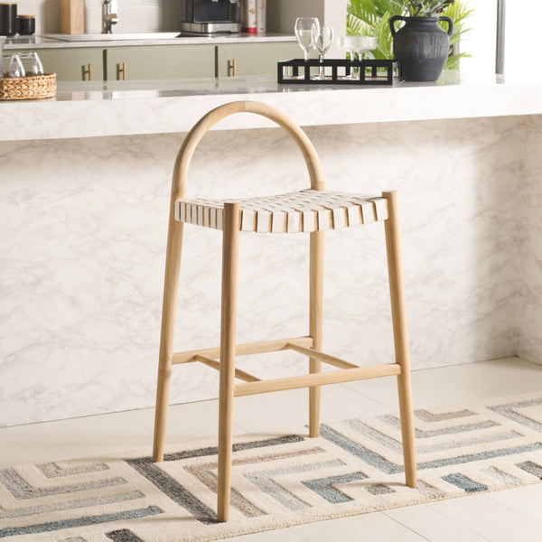 Safavieh Rhyan Bar Stool White / Natural 20.5" x 20.1" x 39.4"