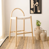 Safavieh Rhyan Bar Stool White / Natural 20.5" x 20.1" x 39.4"