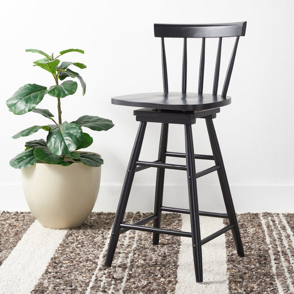 Safavieh Tage Swivel Counter Stool – Modern Farmhouse Charm With 360° Swivel Seat For Stylish Comfort Black BST1400A