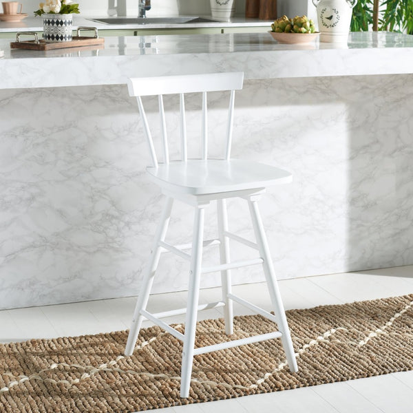 Safavieh Tage Swivel Counter Stool – Modern Farmhouse Charm With 360° Swivel Seat For Stylish Comfort White BST1400C