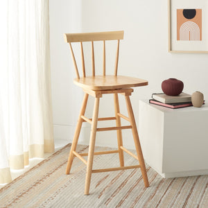 Safavieh Tage Swivel Counter Stool – Modern Farmhouse Charm With 360° Swivel Seat For Stylish Comfort Natural BST1400D