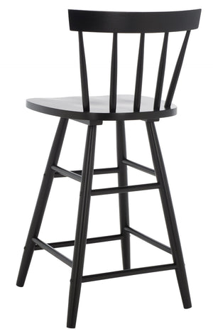 Safavieh Tally Wood Counter Stool - Modern Farmhouse Design With Timeless Windsor Style For Your Kitchen Bar Black BST1401A