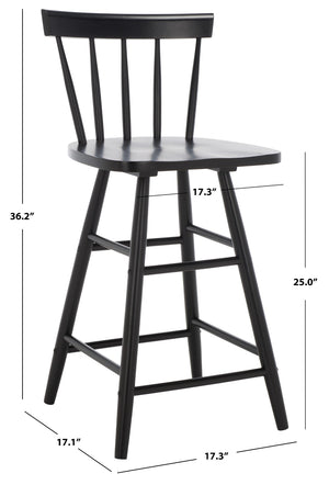 Safavieh Tally Wood Counter Stool - Modern Farmhouse Design With Timeless Windsor Style For Your Kitchen Bar Black BST1401A