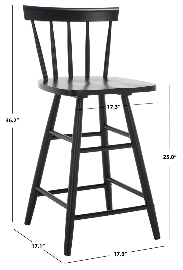 Safavieh Tally Wood Counter Stool - Modern Farmhouse Design With Timeless Windsor Style For Your Kitchen Bar Black BST1401A