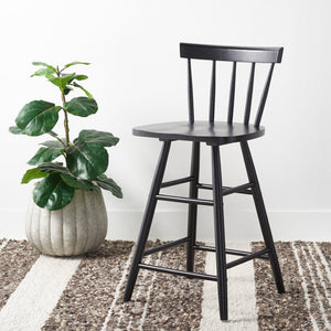 Safavieh Tally Wood Counter Stool - Modern Farmhouse Design With Timeless Windsor Style For Your Kitchen Bar Black BST1401A