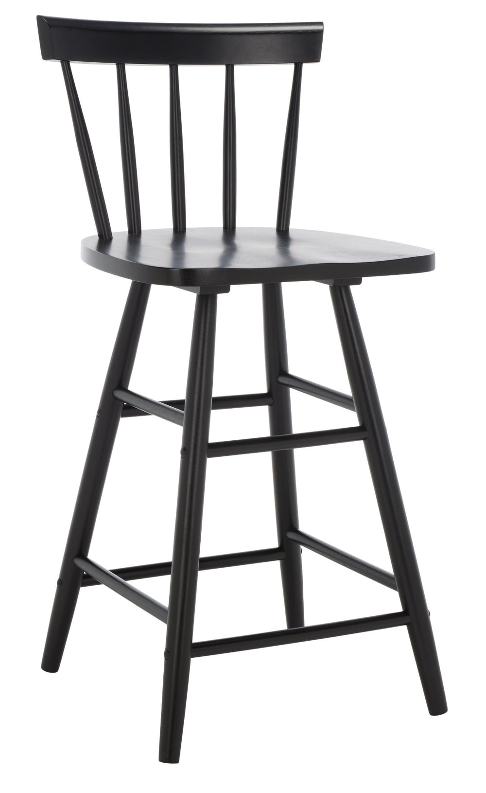 Safavieh Tally Wood Counter Stool - Modern Farmhouse Design With Timeless Windsor Style For Your Kitchen Bar Black BST1401A
