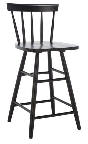Safavieh Tally Wood Counter Stool - Modern Farmhouse Design With Timeless Windsor Style For Your Kitchen Bar Black BST1401A