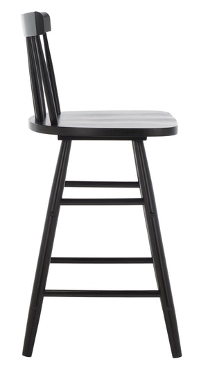 Safavieh Tally Wood Counter Stool - Modern Farmhouse Design With Timeless Windsor Style For Your Kitchen Bar Black BST1401A