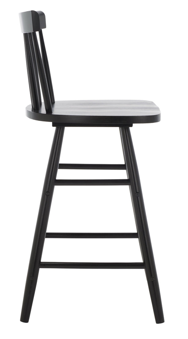 Safavieh Tally Wood Counter Stool - Modern Farmhouse Design With Timeless Windsor Style For Your Kitchen Bar Black BST1401A