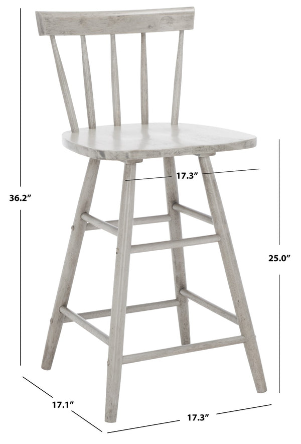 Safavieh Tally Wood Counter Stool - Modern Farmhouse Design With Timeless Windsor Style For Your Kitchen Bar Grey BST1401B