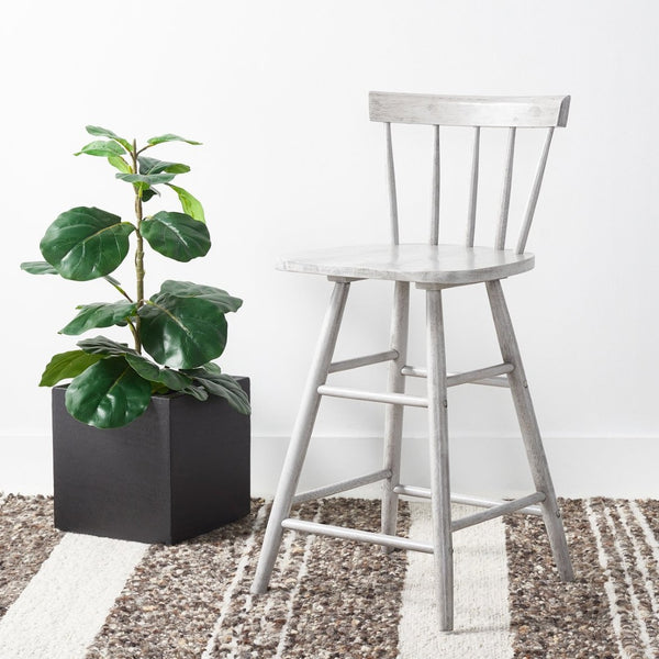 Safavieh Tally Wood Counter Stool - Modern Farmhouse Design With Timeless Windsor Style For Your Kitchen Bar Grey BST1401B