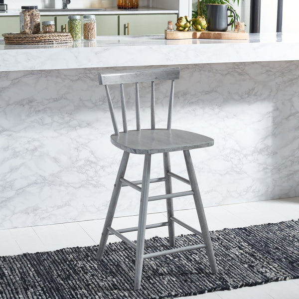 Safavieh Tally Wood Counter Stool - Modern Farmhouse Design With Timeless Windsor Style For Your Kitchen Bar Grey BST1401B