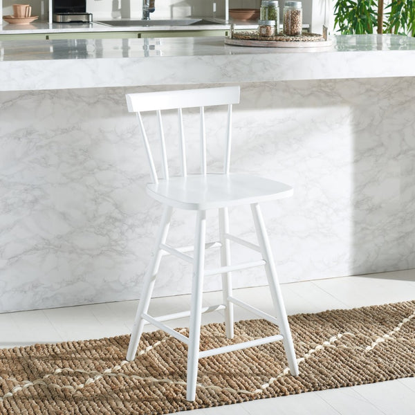 Safavieh Tally Wood Counter Stool - Modern Farmhouse Design With Timeless Windsor Style For Your Kitchen Bar White BST1401C