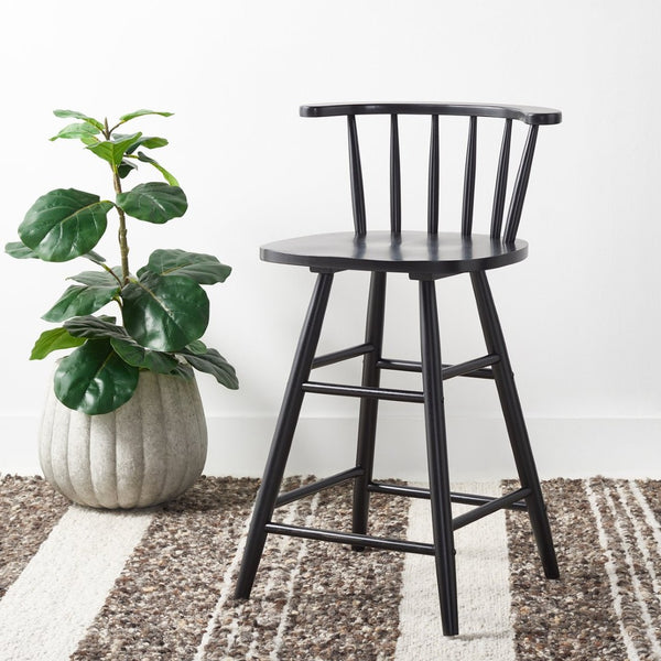 Safavieh Jay Counter Stool - Rustic-Chic Farmhouse Design For Timeless Dining Spaces With Durable Comfort Black BST1403A