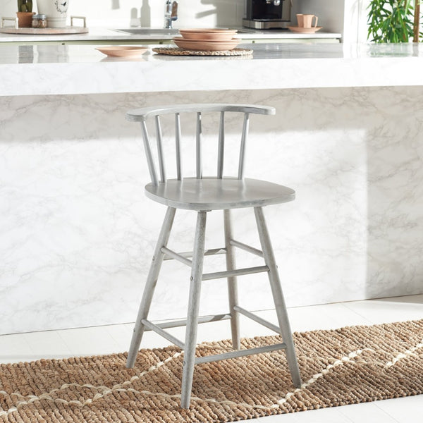 Safavieh Jay Counter Stool - Rustic-Chic Farmhouse Design For Timeless Dining Spaces With Durable Comfort Grey BST1403B