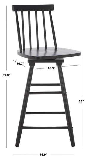 Safavieh Quai Swivel Counter Stool - Stylish Spindle-Back Design With 360° Swivel Seat For Modern Kitchens Black BST1404A