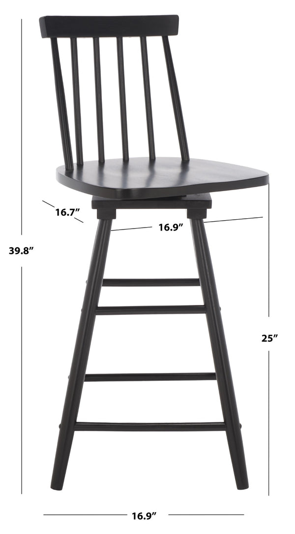 Safavieh Quai Swivel Counter Stool - Stylish Spindle-Back Design With 360° Swivel Seat For Modern Kitchens Black BST1404A