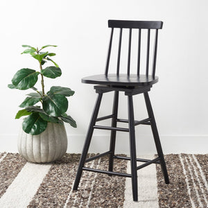 Safavieh Quai Swivel Counter Stool - Stylish Spindle-Back Design With 360° Swivel Seat For Modern Kitchens Black BST1404A