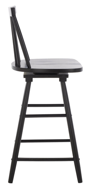 Safavieh Quai Swivel Counter Stool - Stylish Spindle-Back Design With 360° Swivel Seat For Modern Kitchens Black BST1404A