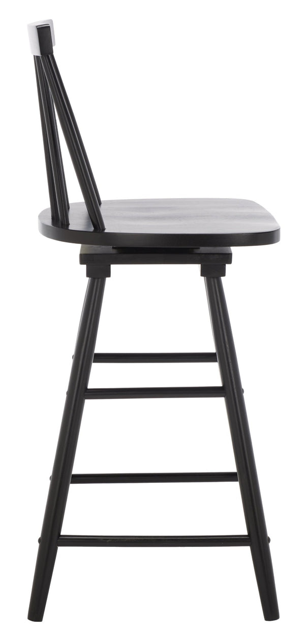 Safavieh Quai Swivel Counter Stool - Stylish Spindle-Back Design With 360° Swivel Seat For Modern Kitchens Black BST1404A