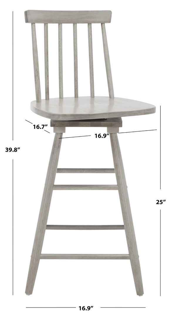 Safavieh Quai Swivel Counter Stool - Stylish Spindle-Back Design With 360° Swivel Seat For Modern Kitchens Grey BST1404B