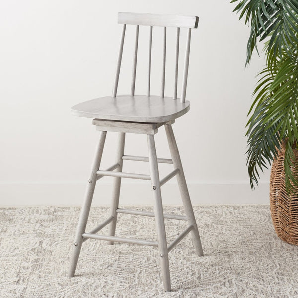 Safavieh Quai Swivel Counter Stool - Stylish Spindle-Back Design With 360° Swivel Seat For Modern Kitchens Grey BST1404B