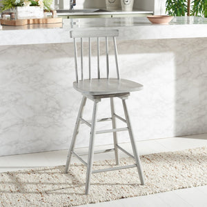 Safavieh Quai Swivel Counter Stool - Stylish Spindle-Back Design With 360° Swivel Seat For Modern Kitchens Grey BST1404B