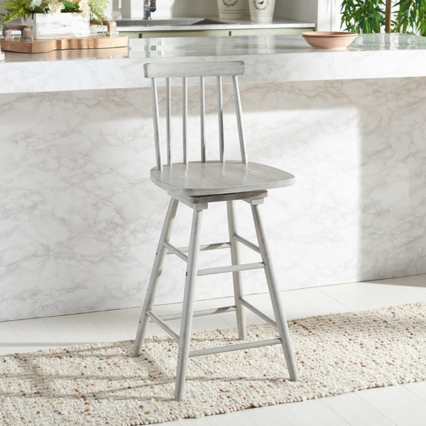 Safavieh Quai Swivel Counter Stool - Stylish Spindle-Back Design With 360° Swivel Seat For Modern Kitchens Grey BST1404B